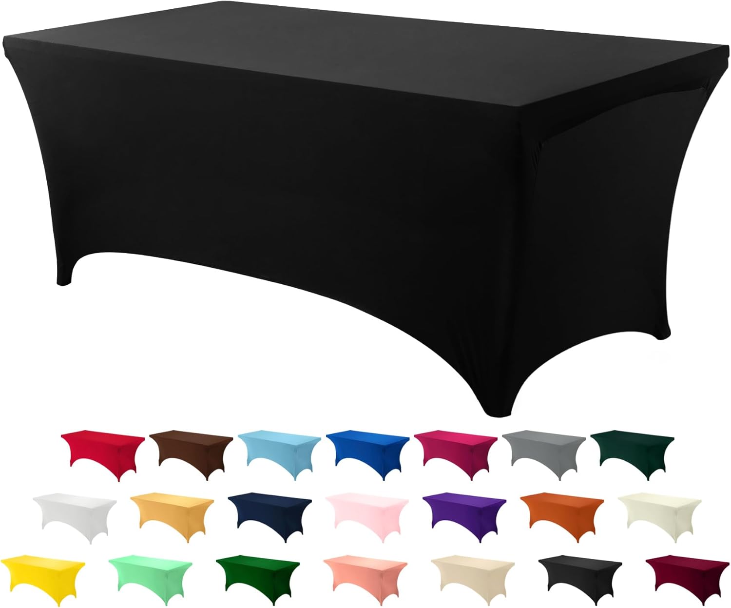 Utopia Kitchen 6FT Spandex Tablecloth Black 200 GSM