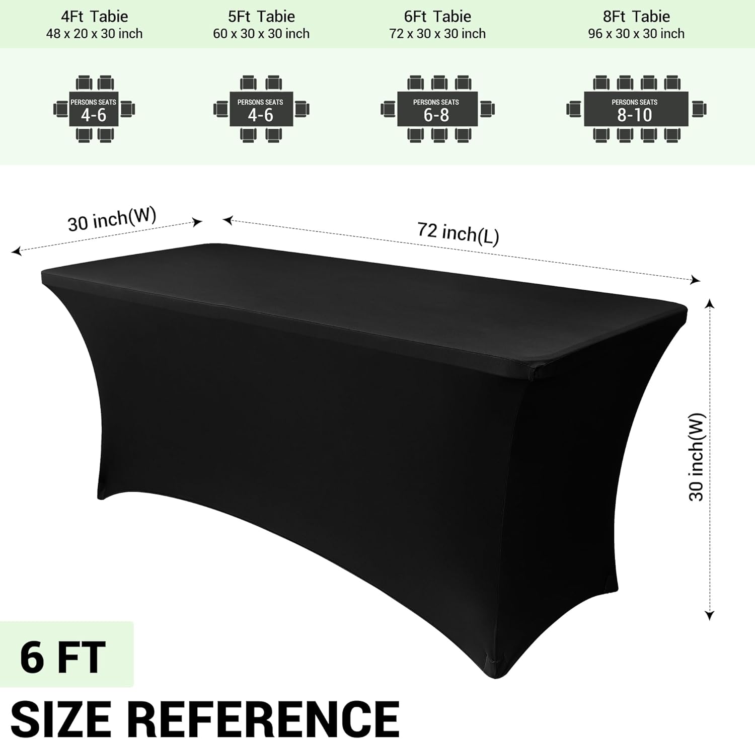 Obstal 6 Pack Stretch Spandex Table Covers for 6 Foot Tables