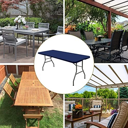 6 Pack Stretch Table Cover for 6 Tables Navy Blue 30 W x 72 L