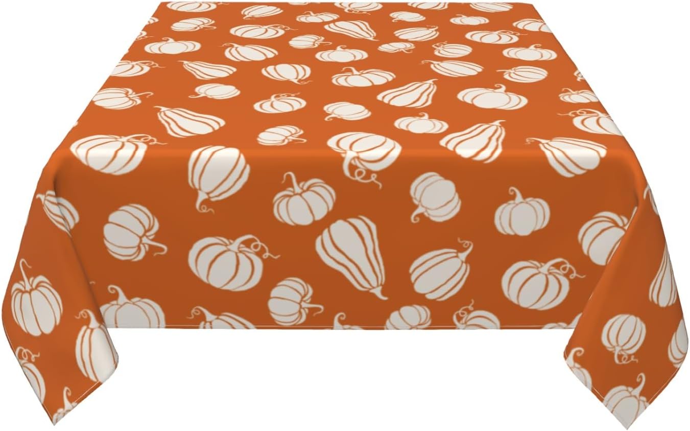Lvhompro Fall Pumpkin Tablecloth 54x54 Inch Square White