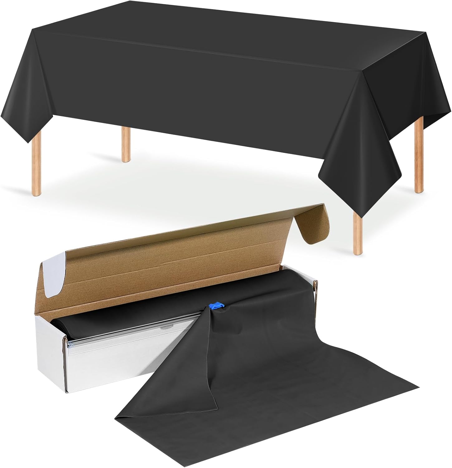 54 Inch X 100 Feet Black Tablecloth Roll with Slide Cutter