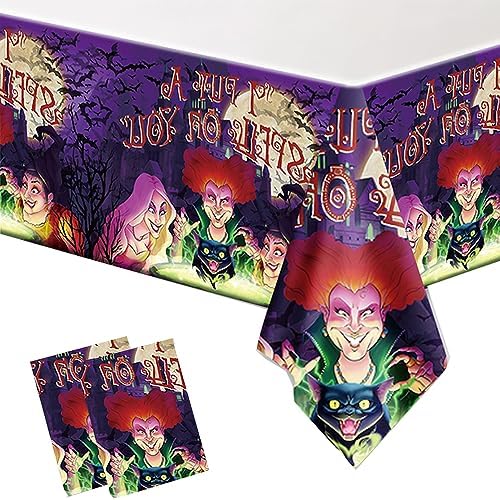 We1Fit 2 Pack Hocus Pocus Halloween Tablecloths 43x71 Inch