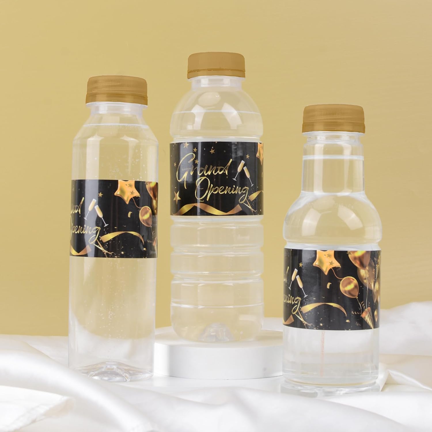 50Pcs Grand Opening Water Bottle Labels Black Gold Waterproof Decor Stickers