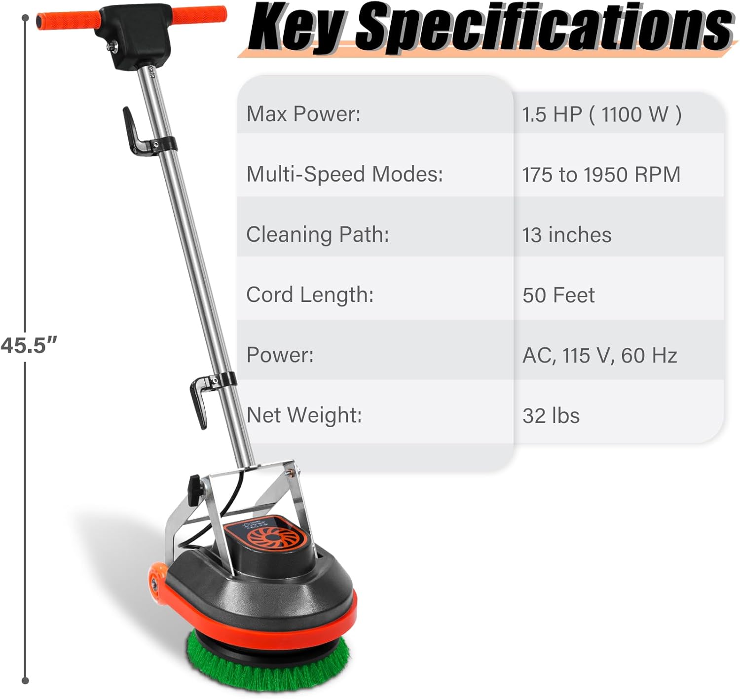 Commercial Floor Scrubber Machine with Brushes and Pads
