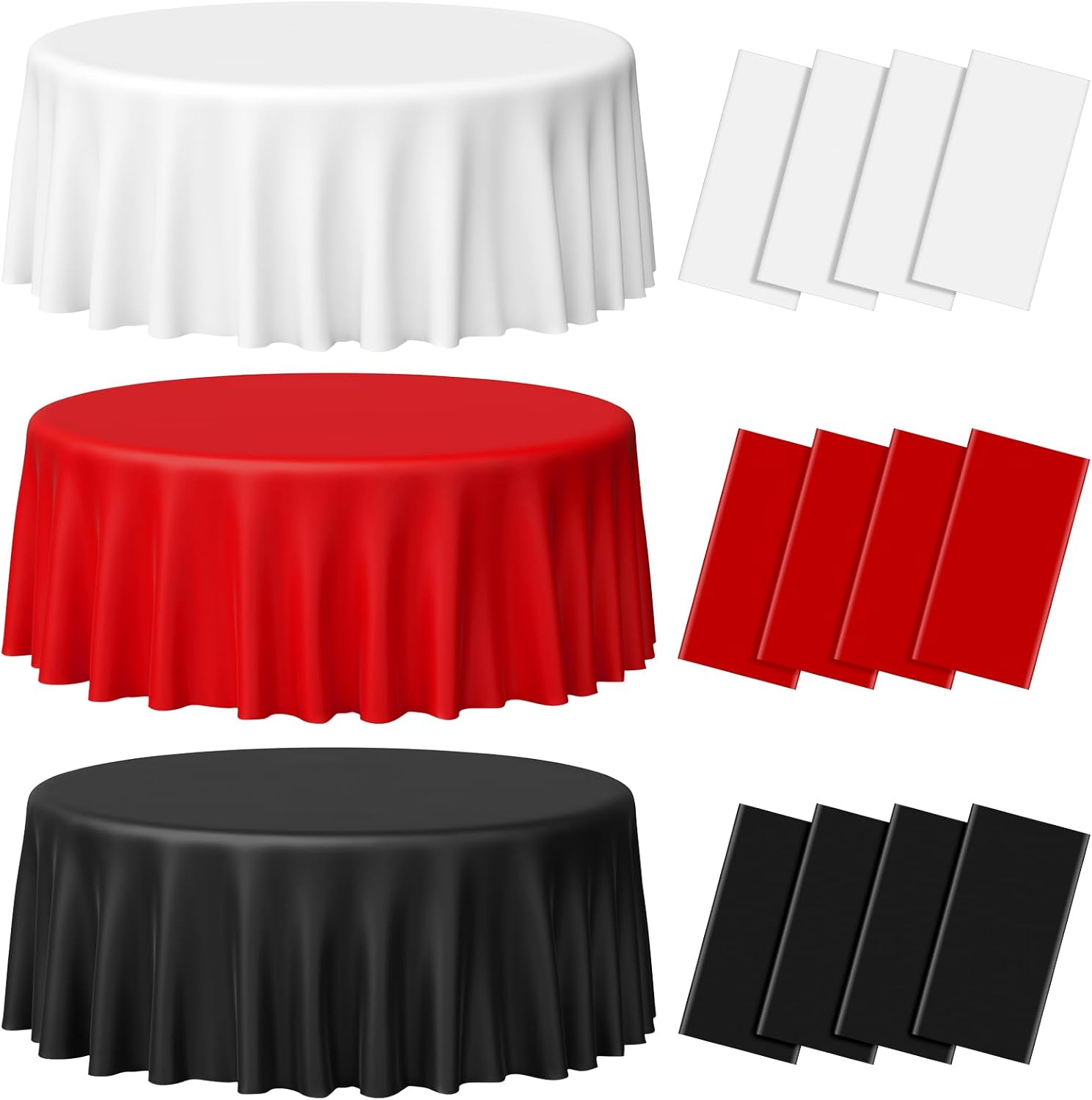 MASHAN 12 Pcs Red Black White Plastic Tablecloths