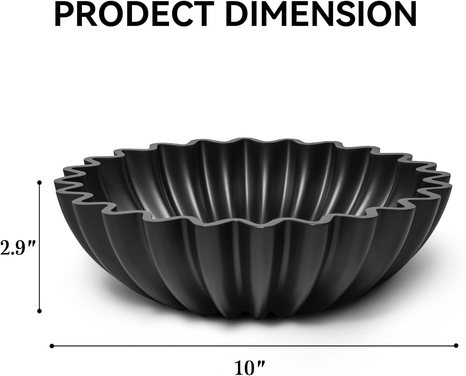 UHEY HOME Large Decorative Fruit Bowl with Ruffle Design