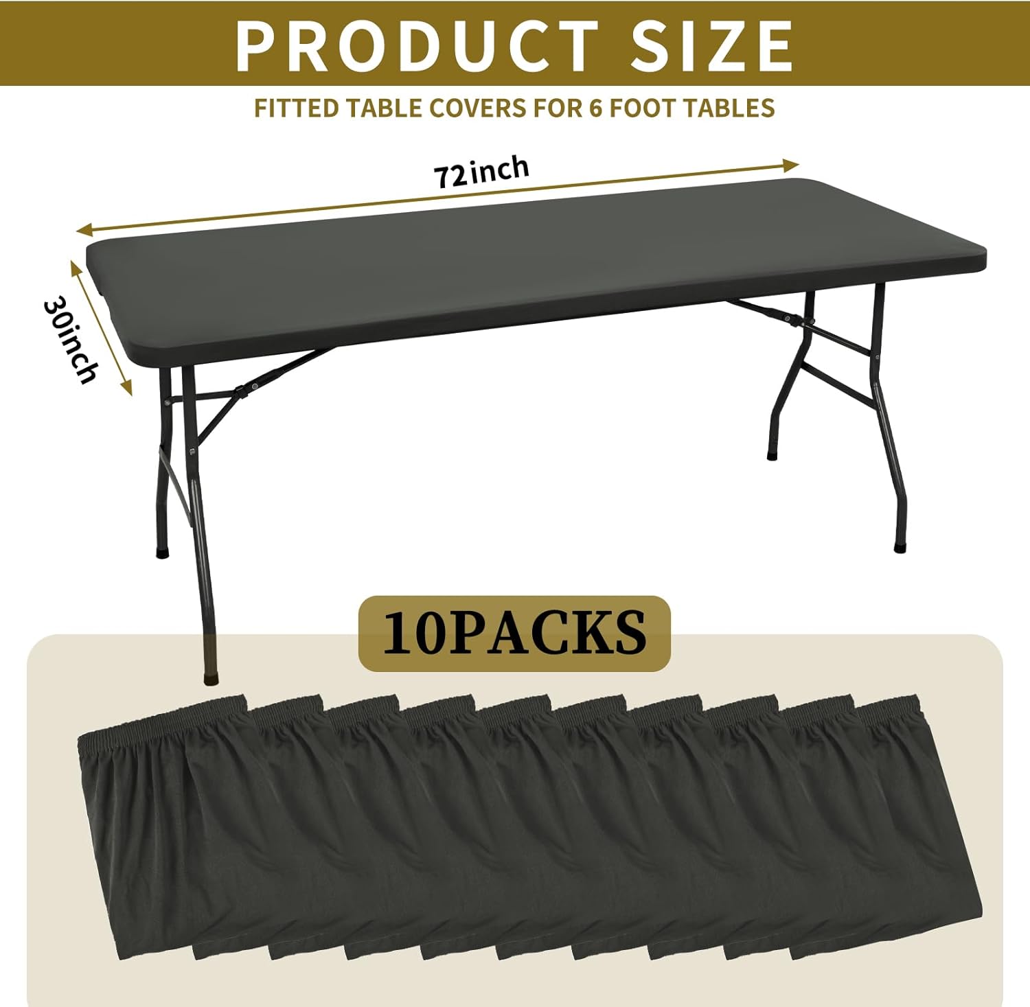10 Pack Stretch Fabric Table Top Covers Fits 6 Tables Spandex Washable Tablecloths for Indoor Outdoor Parties Weddings
