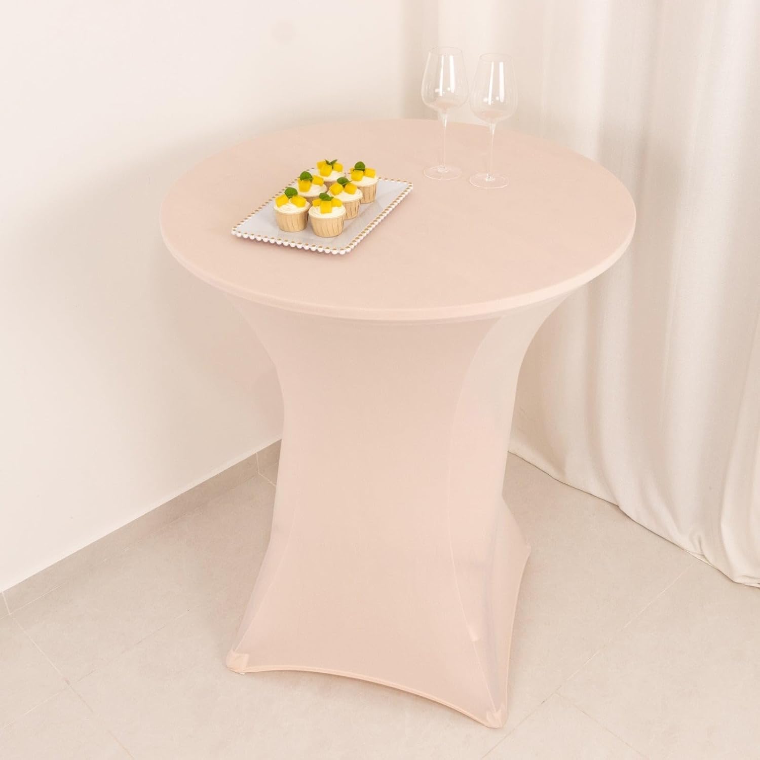 Balsa Circle 36 Inch Blush Stretchable Spandex Table Cover