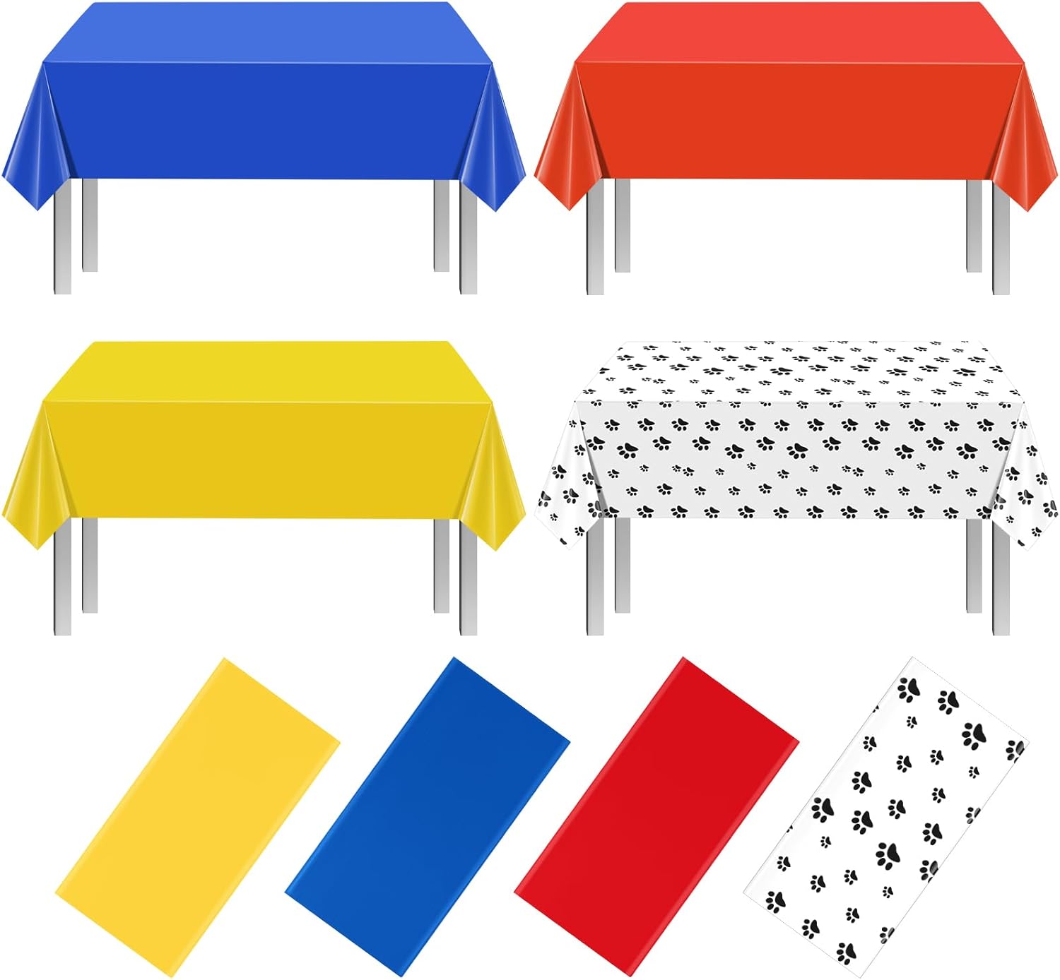 4 Pack Paw Print Plastic Tablecloths for Dog Birthday Party