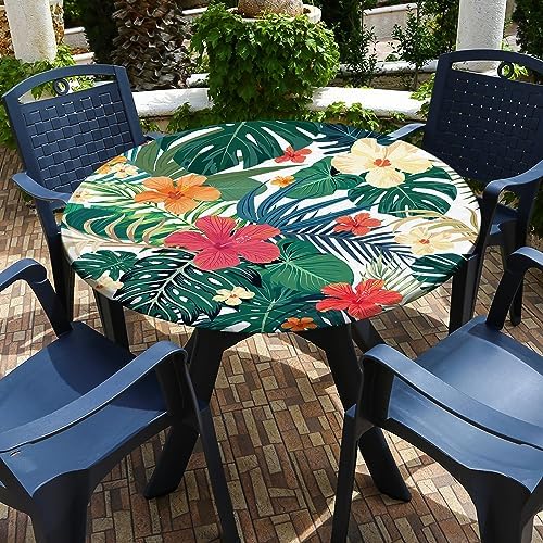Round Fitted Tablecloth with Elastic Design for Outdoor Use