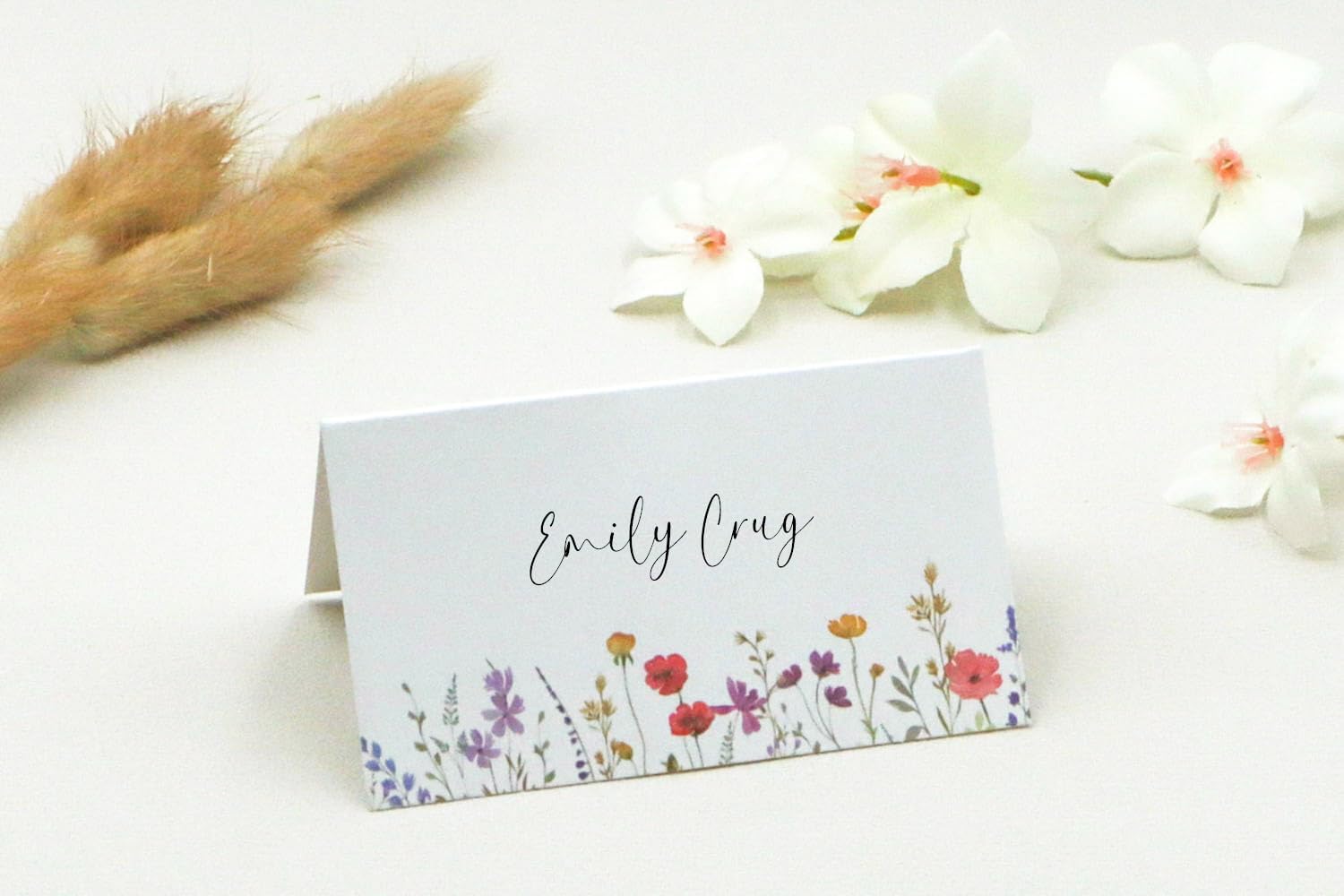 Wildflower Place Cards for Wedding Seating Set of 50