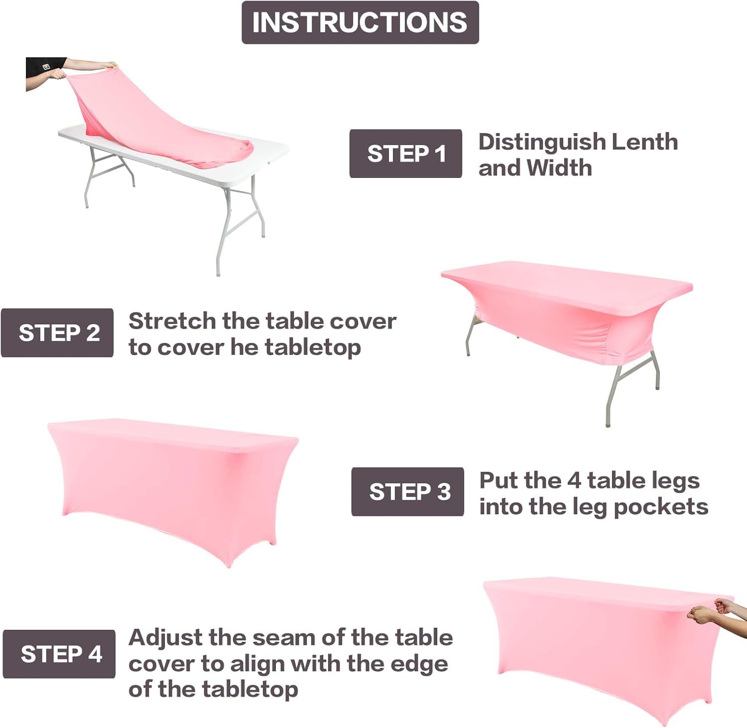 IVAPUPU 2 Pack 6FT Stretch Table Cloth for Events