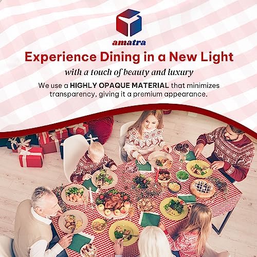 Amatra All-Purpose Plastic Table Cover Roll with Self-Cutter Red Checkered 54inch x 120ft