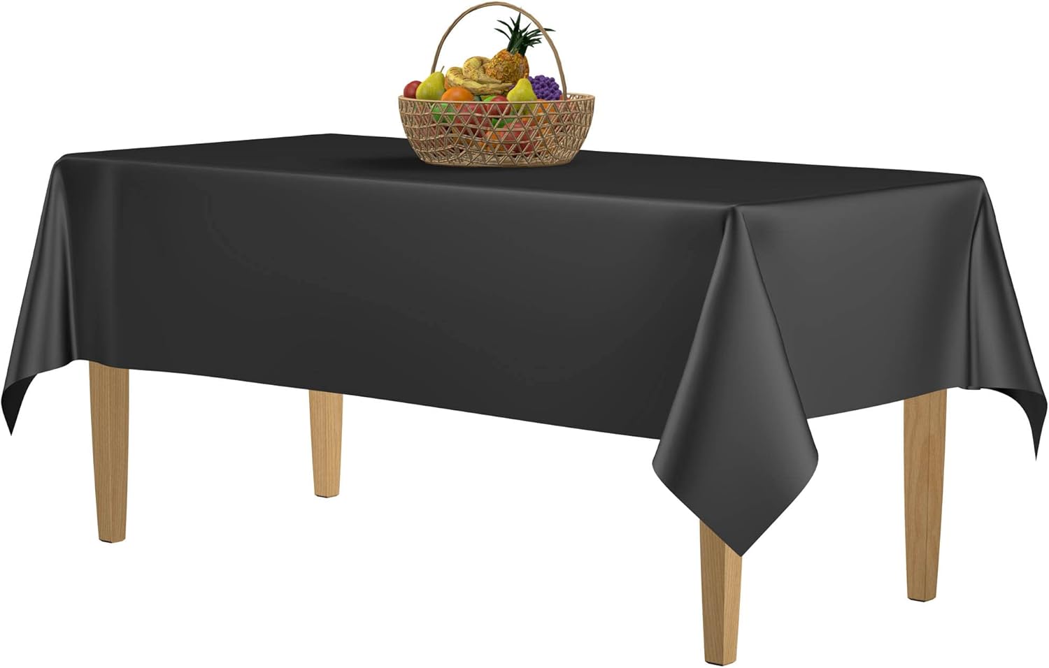 5 Pack Premium Black Plastic Tablecloth 108x54in