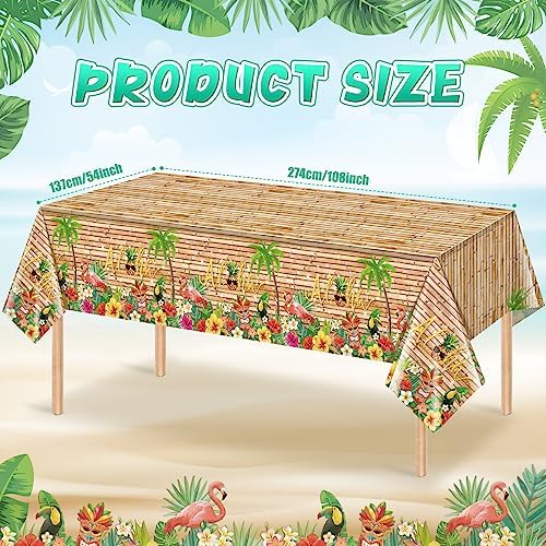 3Pcs Hawaiian Luau Tablecloth Tiki Party Decorations 108x54 Inch