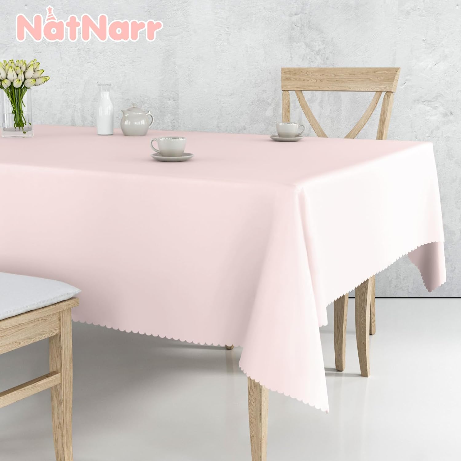 3 Pack Light Pink Plastic Tablecloths 54x108 Inch Party Covers