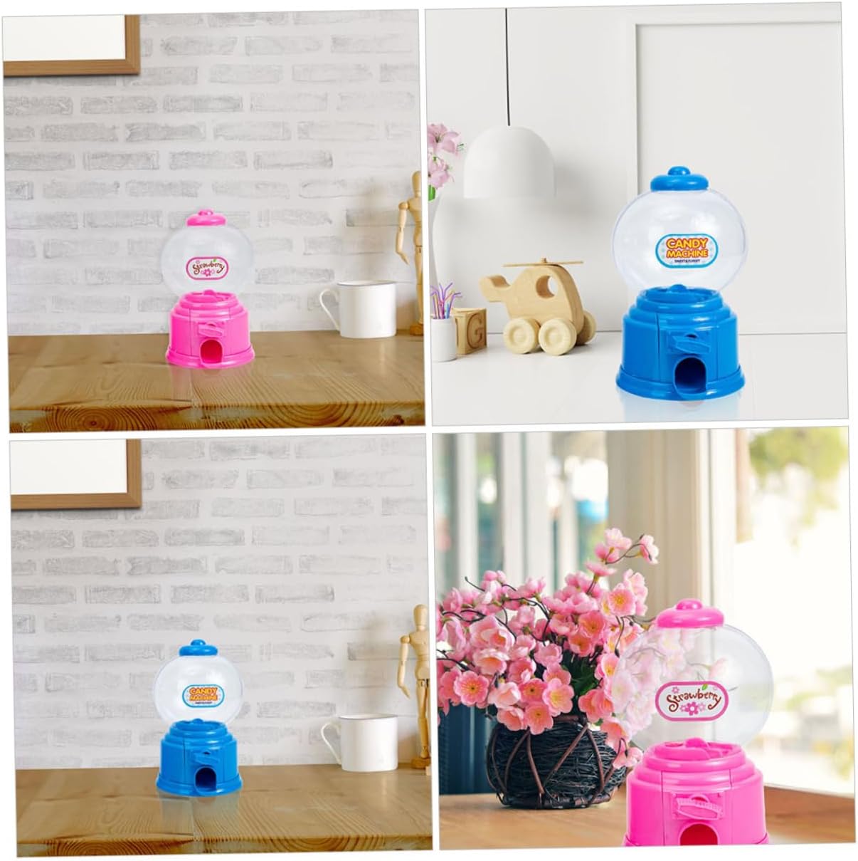 2pcs Vintage Candy Dispenser Machines for Kids Party Decorations Blue and Pink