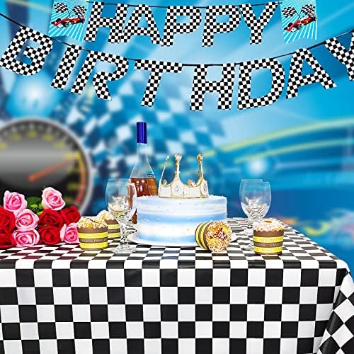 Mulbozy 4 Pcs Black and White Checkered Tablecloths for Party Decorations