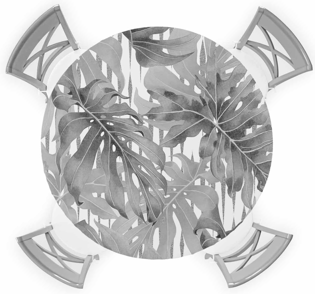 ZOE GARDEN Grey Tropical Round Waterproof Table Cover