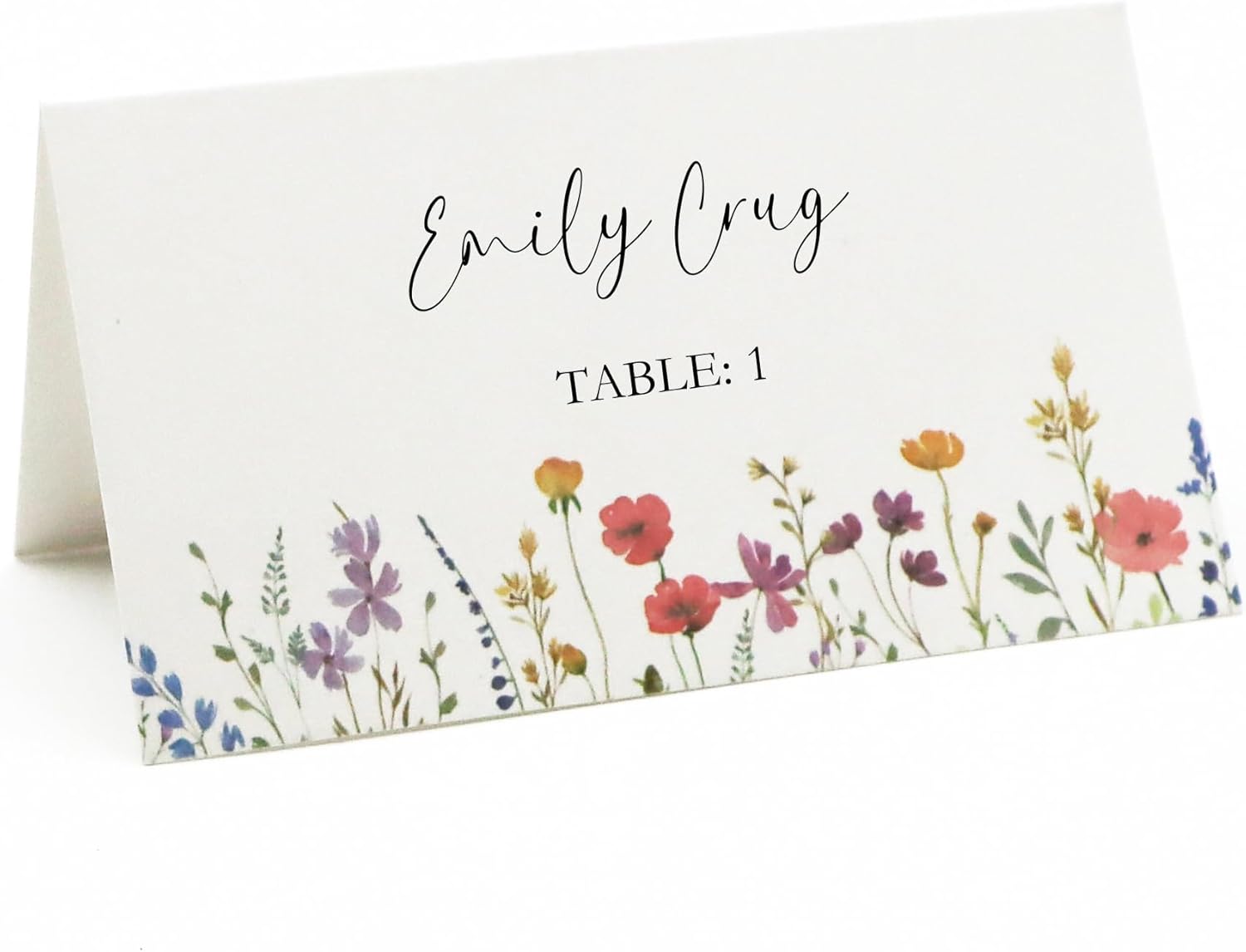 Wildflower Place Cards for Wedding Seating Set of 50