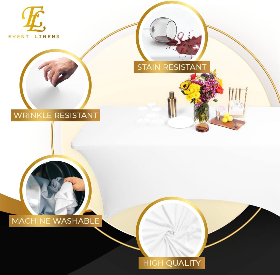6ft Spandex Tablecloth Rectangular - Wedding Banquet Linen Cover
