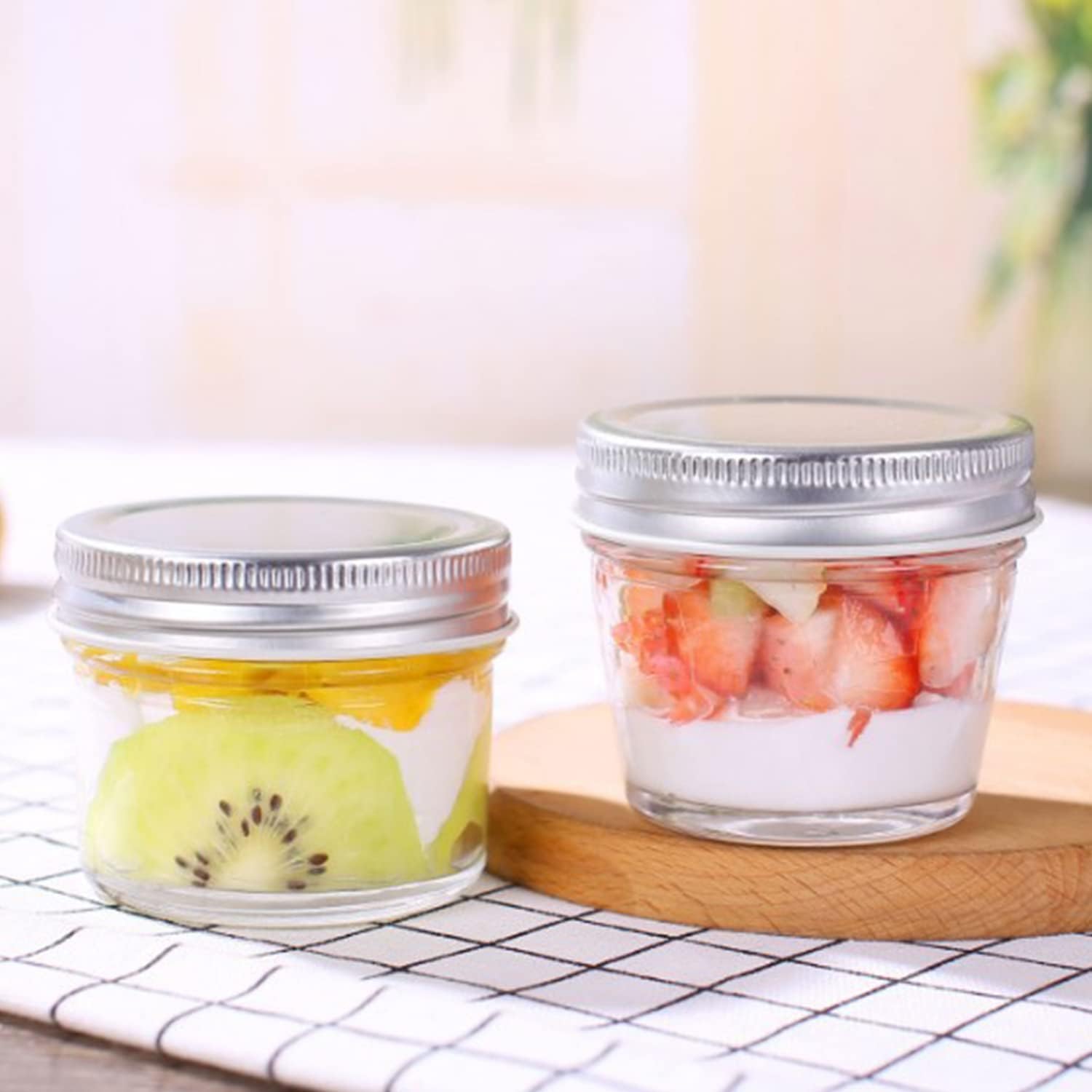QAPPDA 4oz Glass Jars With Silver Lids Set of 40