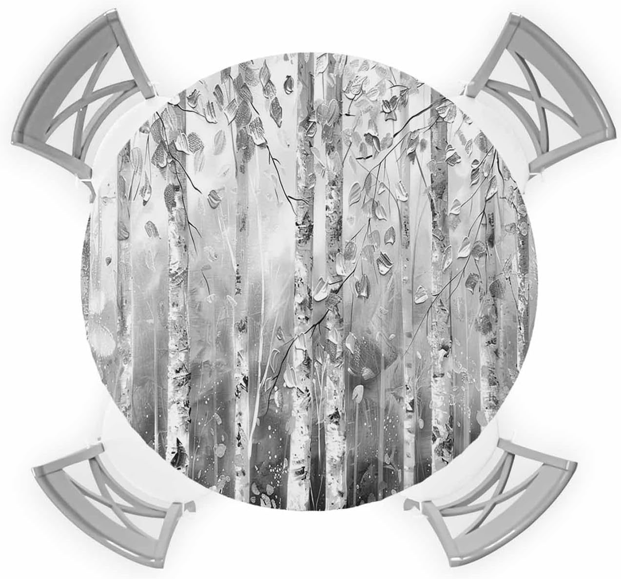 ZOE GARDEN Abstract Tree Round Waterproof Table Cover