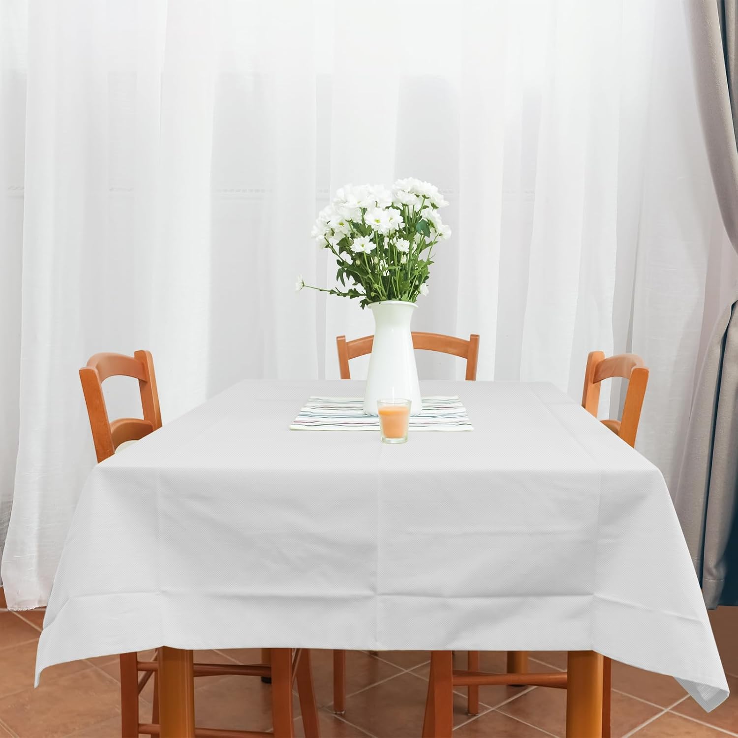 54 Inch x 300 Feet White Tablecloth Roll with Slide Cutter for Parties and Events