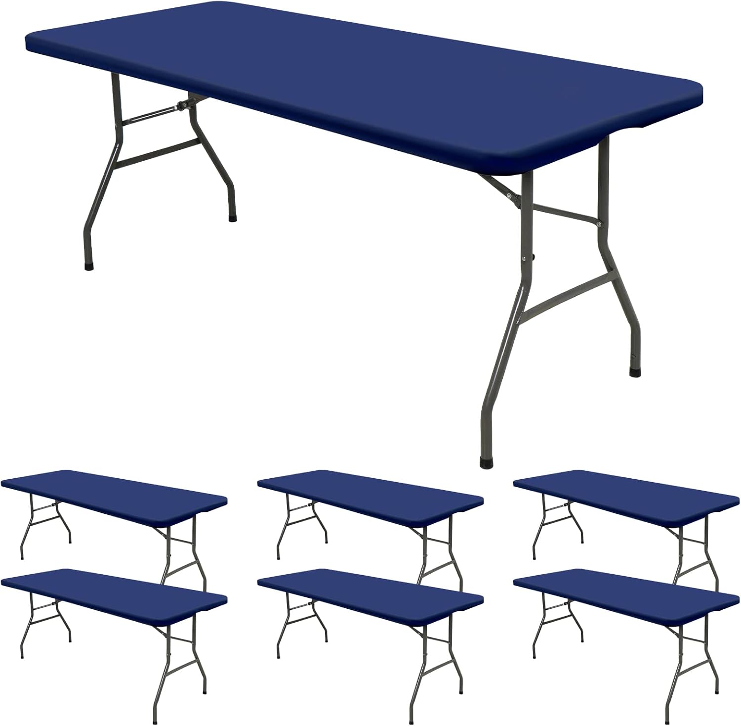 6 Pack Stretch Table Cover for 6 Tables Navy Blue 30 W x 72 L