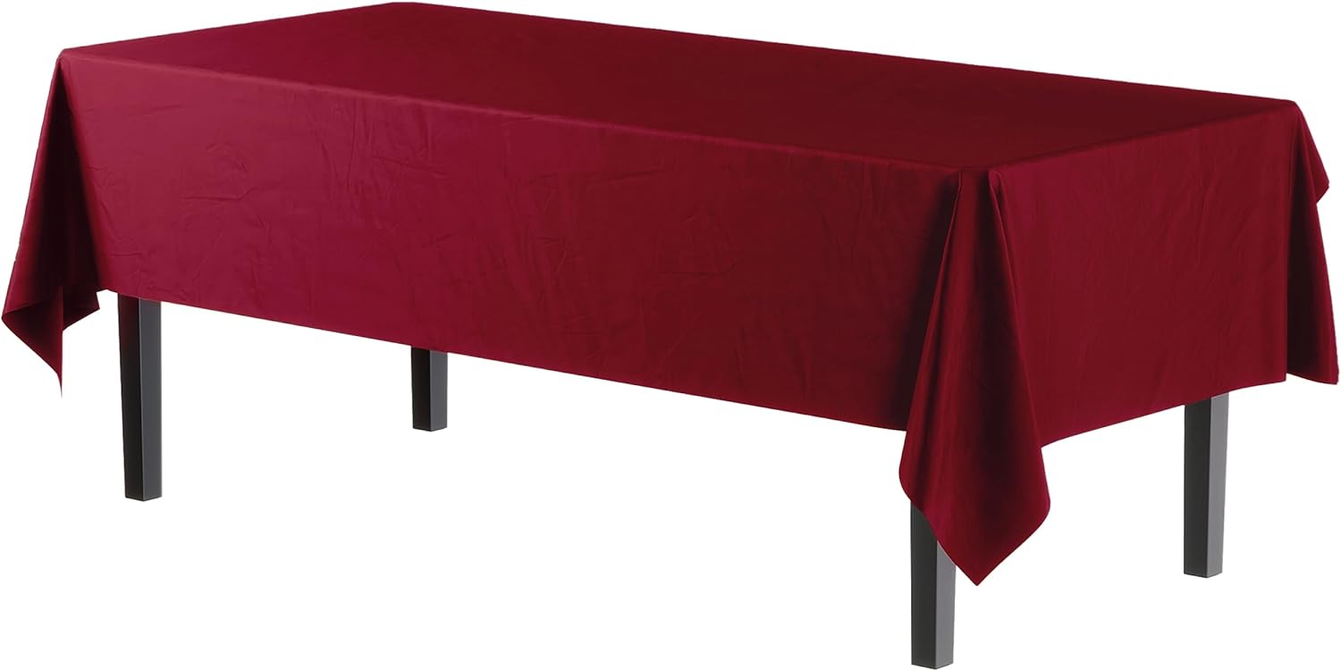 Exquisite 4-Pack Burgundy Plastic Tablecloth - 54In x 108In