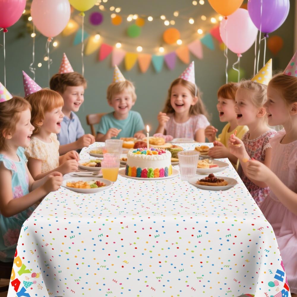 3 Pack Birthday Tablecloths for Kids 54x108 Inch Waterproof Rectangle Party Covers