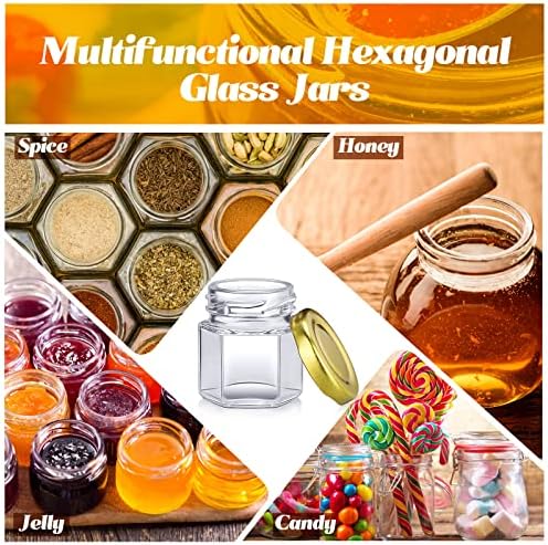 Nuogo 100 Pack Mini Hexagon Glass Jars with Lids
