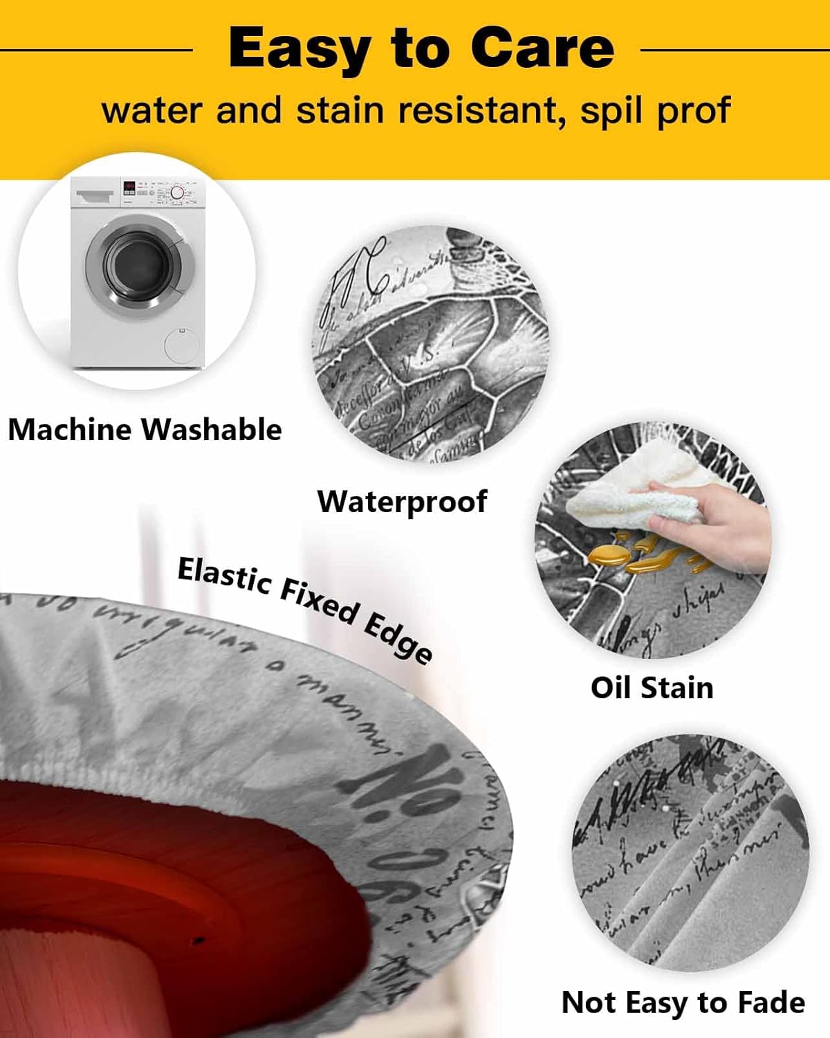 Grey Turtle Round Waterproof Table Cover 36-44 Inches