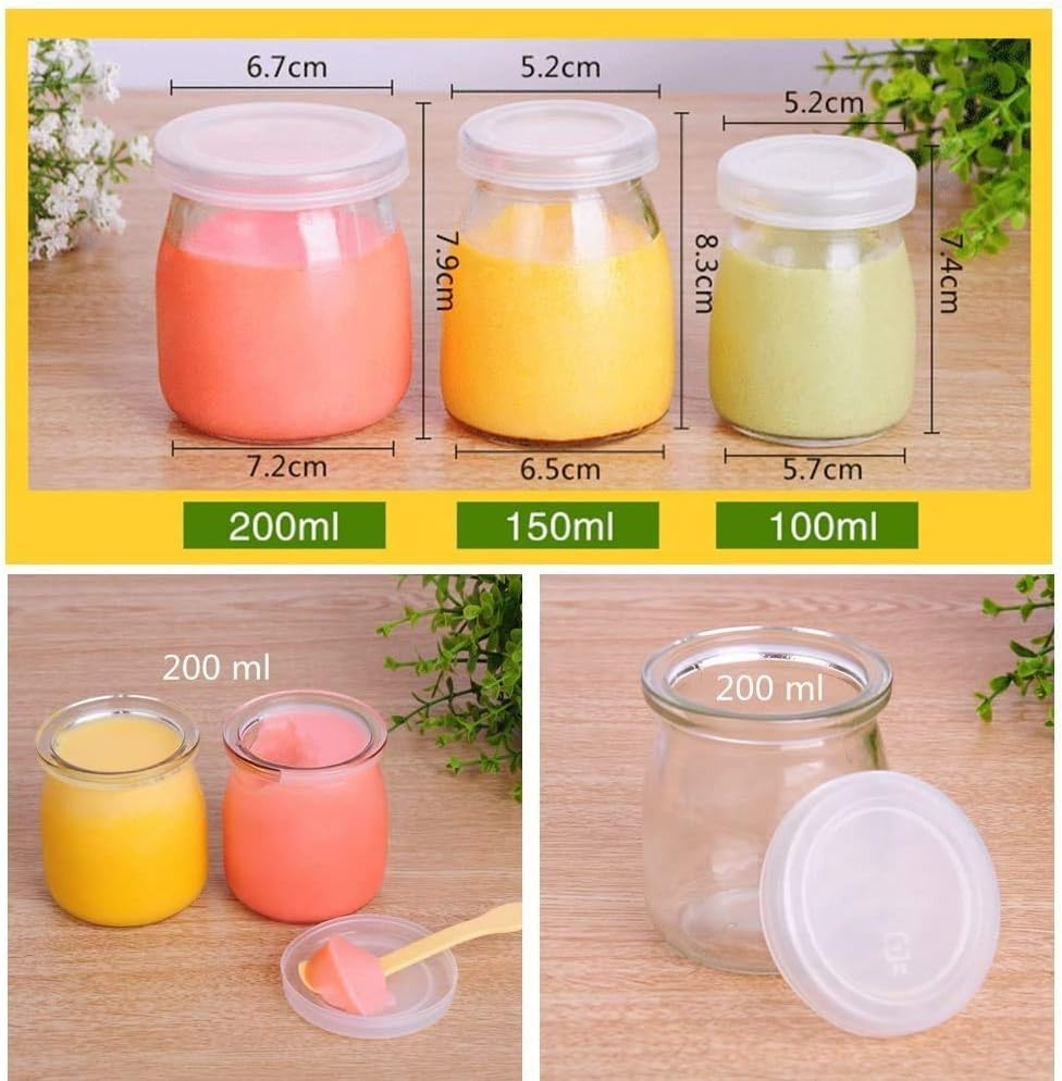 6 Pcs Yogurt Pudding Jars With Plastic Lids 7 Oz