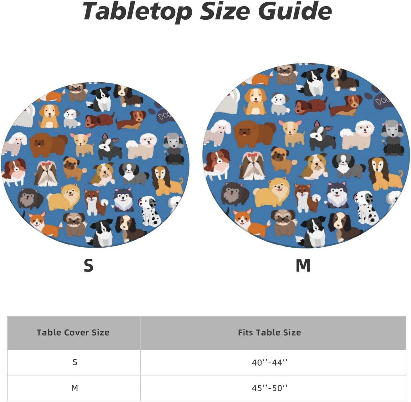 Cute Dogs Blue Tablecloth with Elastic Edge Small