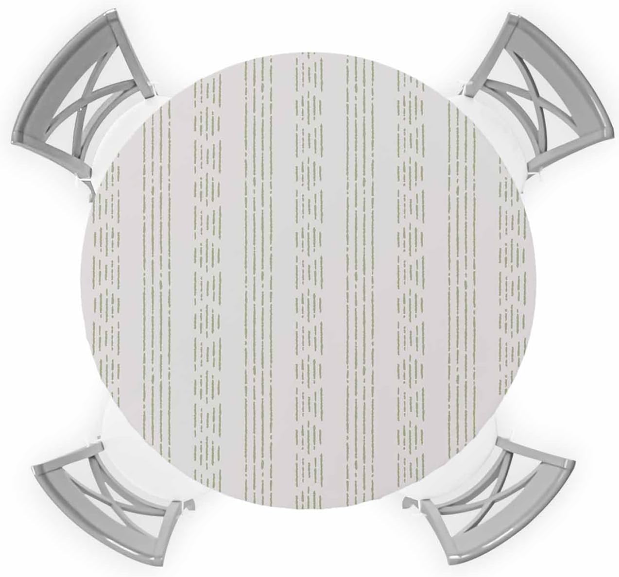 Geometric Sage Green Round Waterproof Table Cover Fitted Tablecloth