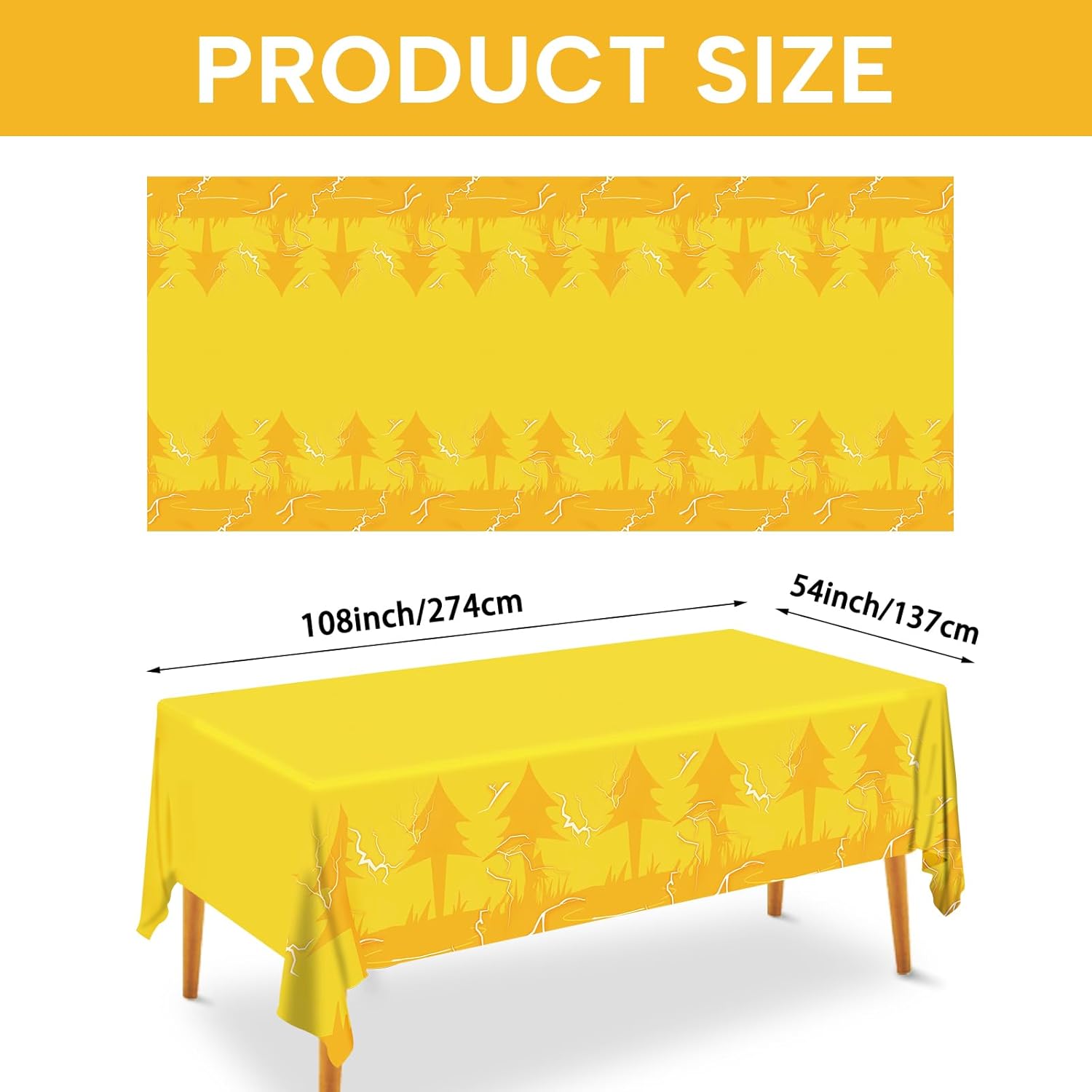 AURORAPARTY 3pcs Yellow Cartoon Tablecloth 54x108inches