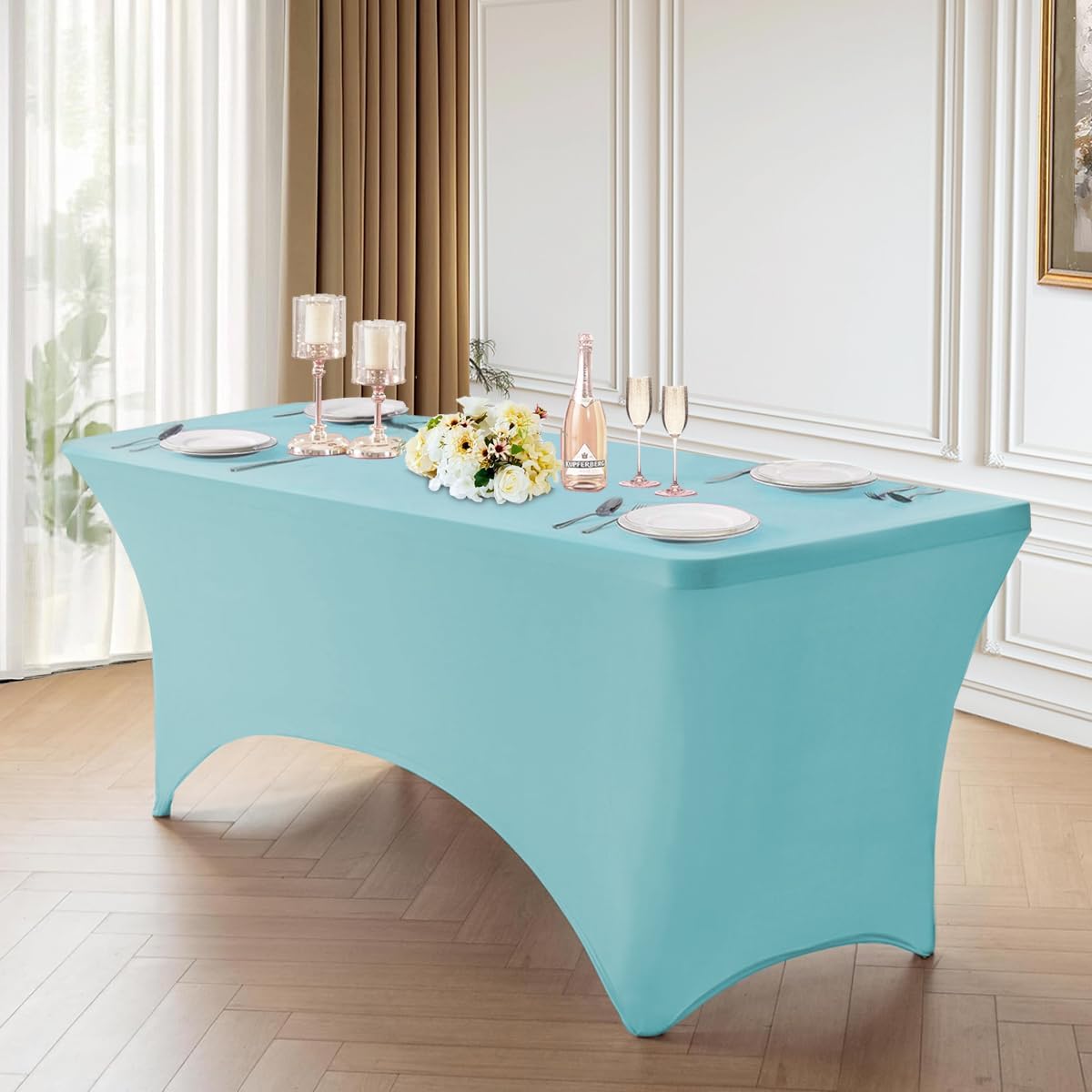 HAORUI 6FT Stretch Tablecloth 4 Pack Durable and Soft