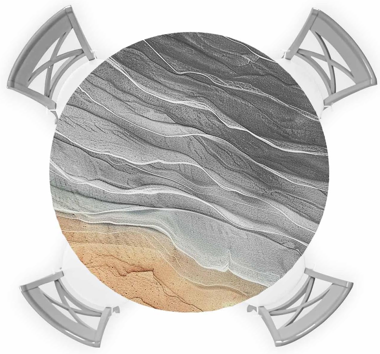 Ocean Grey Round Waterproof Table Cover with Elastic