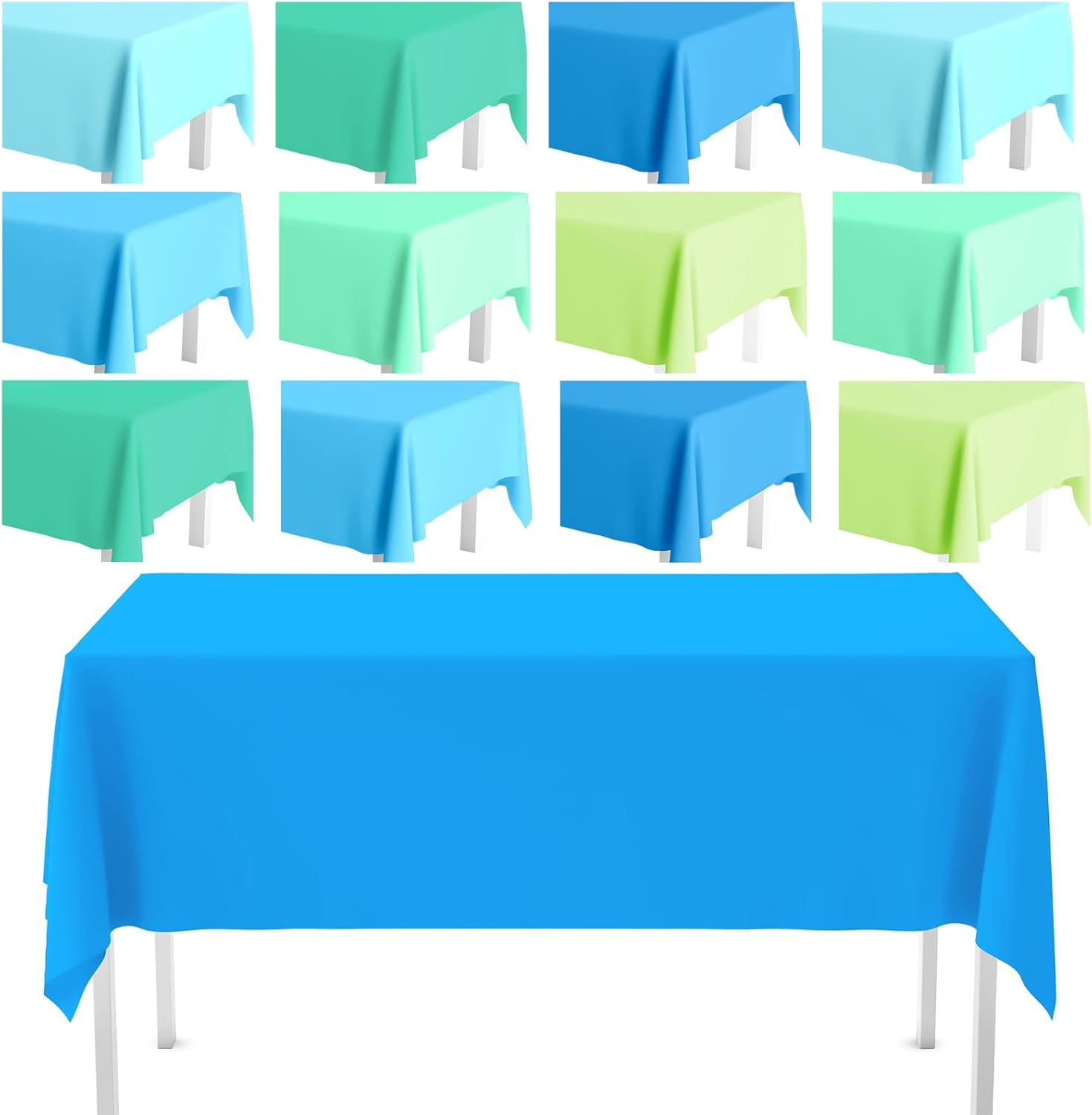 Kinlop 12 Pcs Plastic Sky Blue Tablecloths for Parties