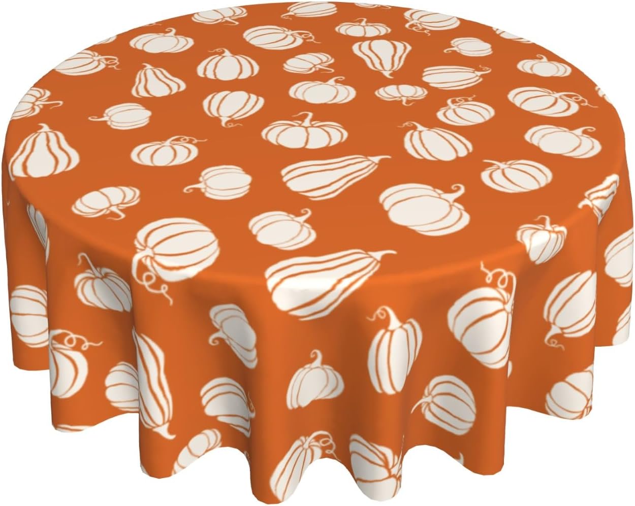 Fall Tablecloth 60 Inch Round White Halloween Decor