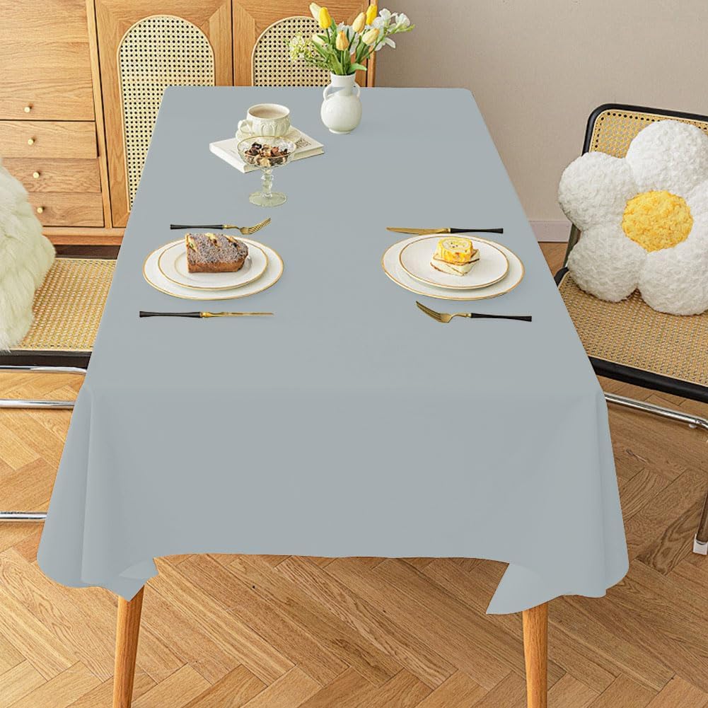 Gray Plastic Tablecloth 2 Pack 54x108 Inch Disposable Table Cover for Rectangular Table