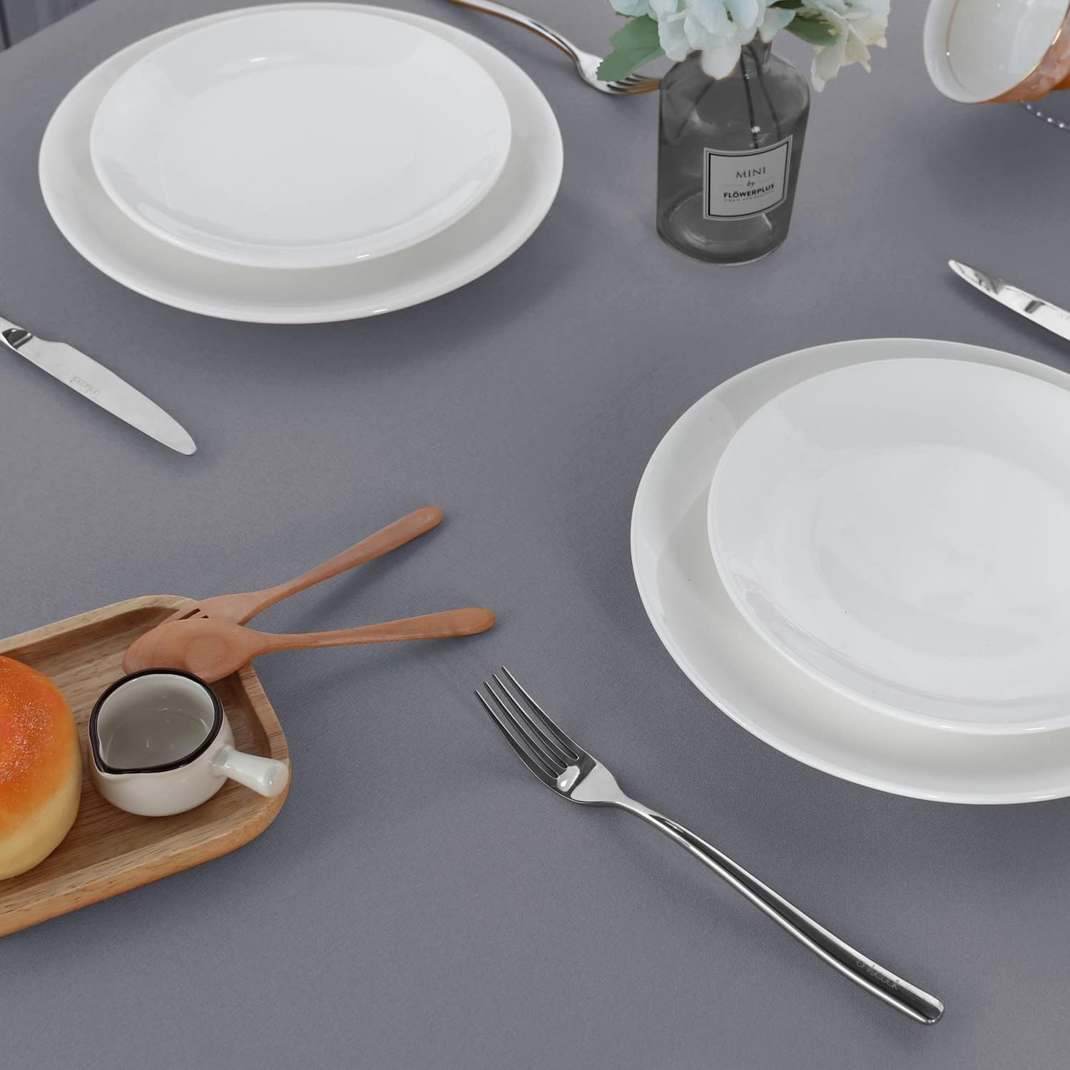 Sancua 2 Pack Light Grey Tablecloths 60x84 Inch