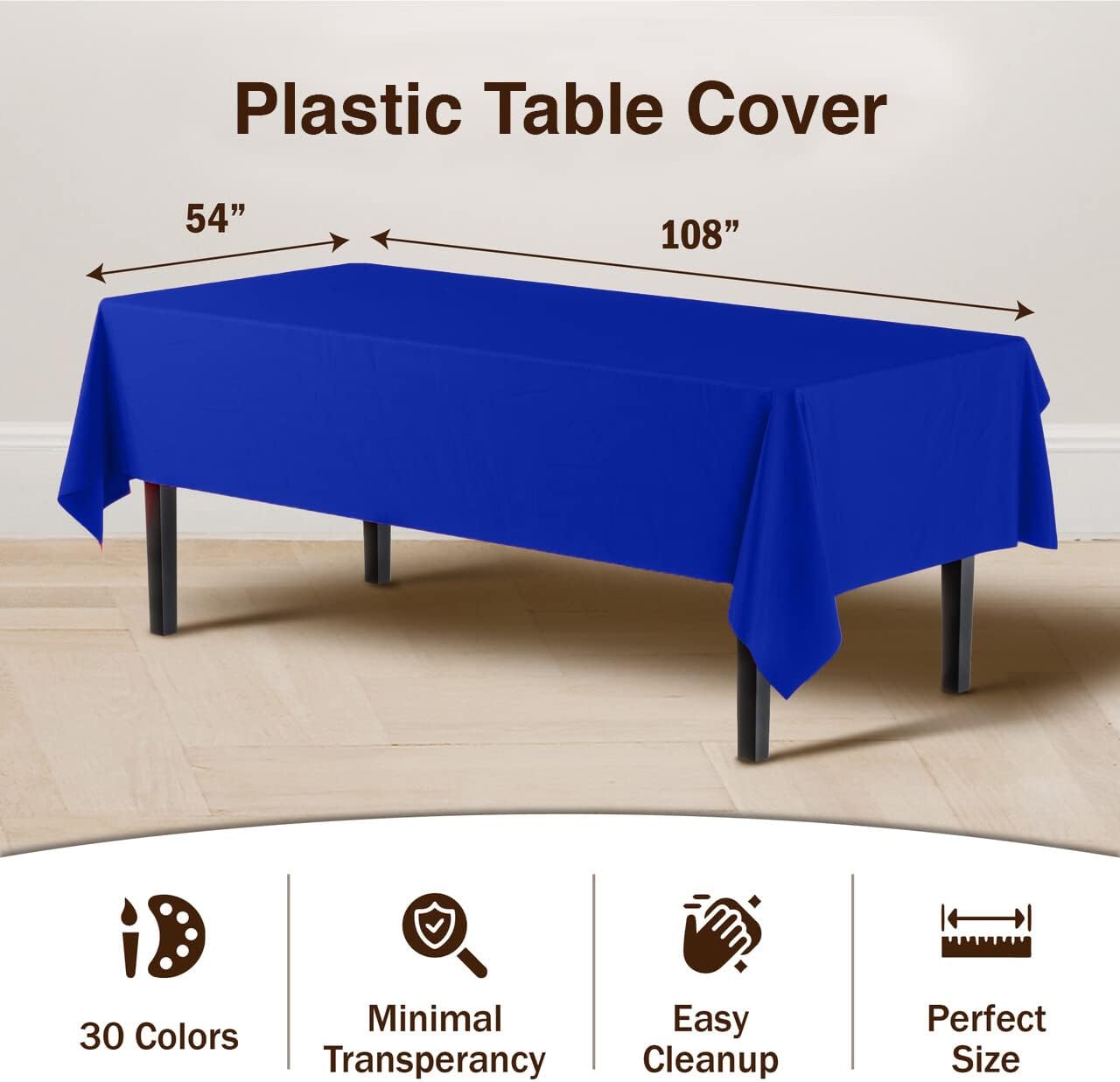 12-Pack Premium Plastic Tablecloth 54x108 Dark Blue Rectangle