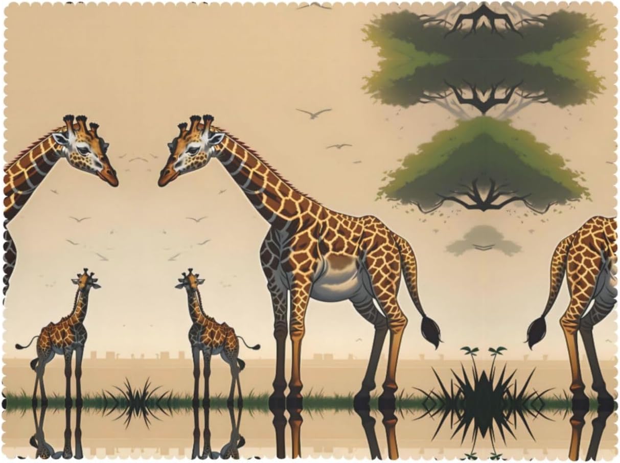 Mother and Child Giraffe Tablecloths Waterproof Square 54 X 72 Inches