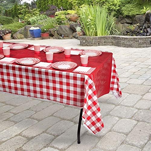 Hammont Checkered Tablecloth Red White Gingham Table Cover 4 Pack
