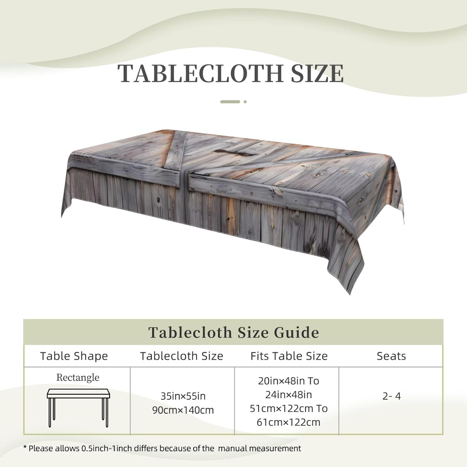 Country Barn Wood Door Print Tablecloth - Classic Decor for Dining Tables