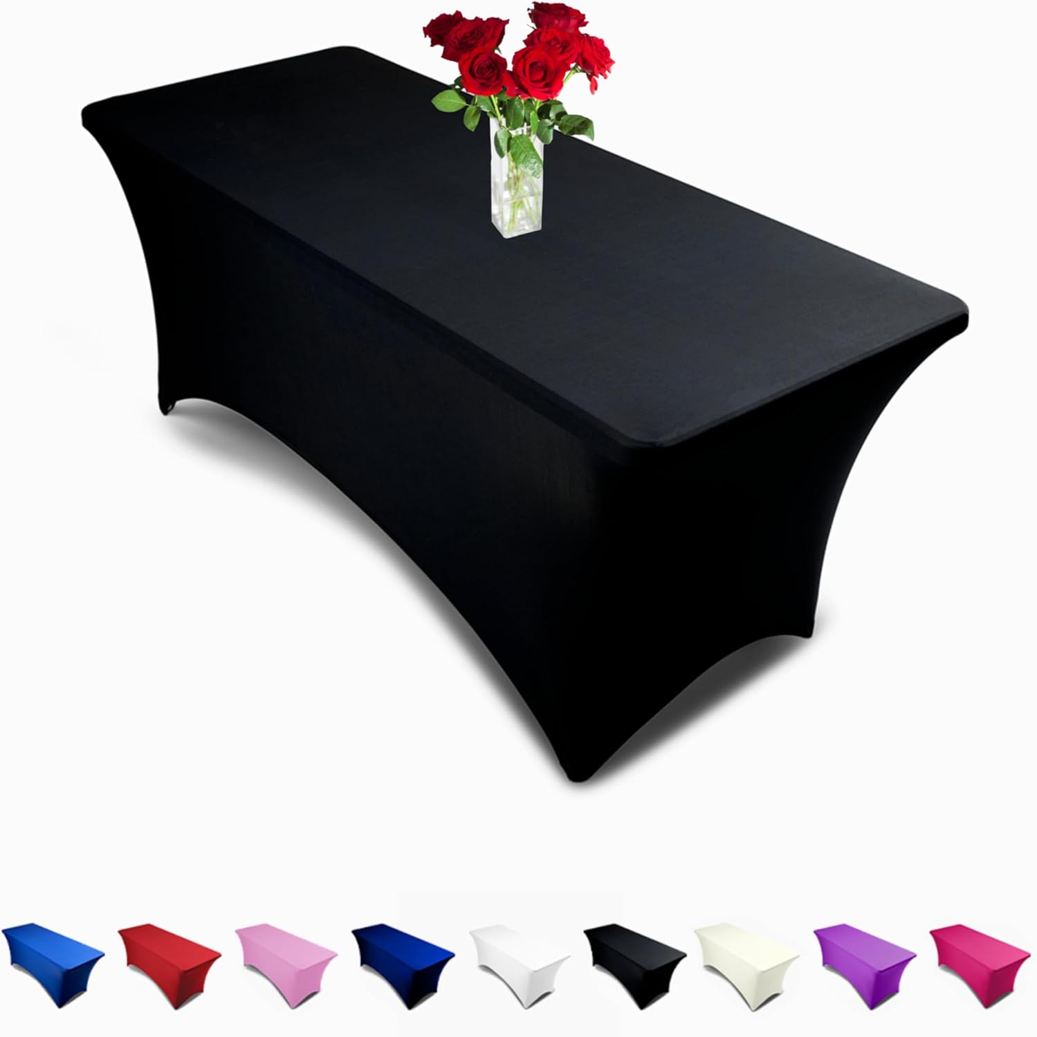 Luxury Black 6ft Spandex Tablecloth Fitted Cover