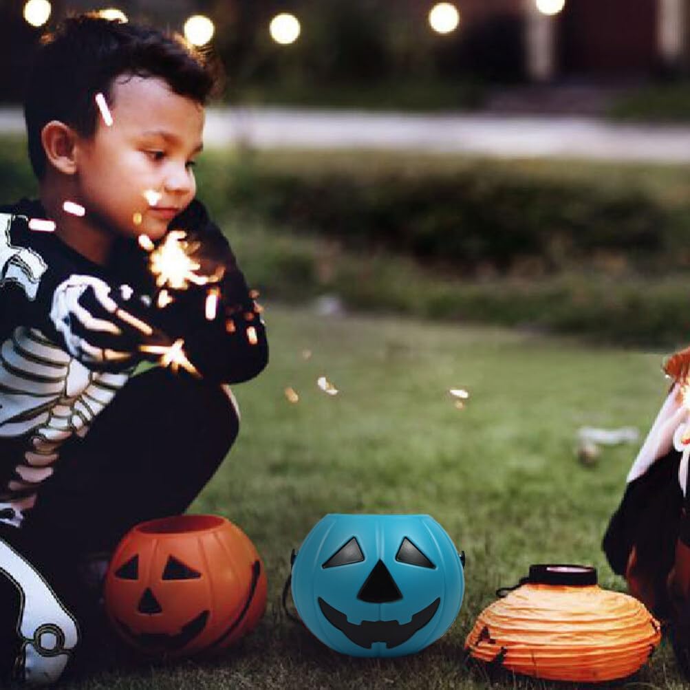 VOSAREA 2pcs Pumpkin Bucket Halloween Candy Server with Handles
