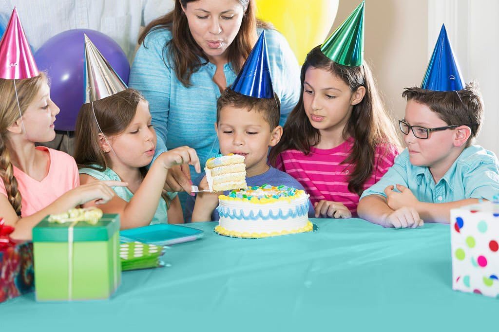 Exquisite Party Solids Aqua Plastic Table Cover Roll